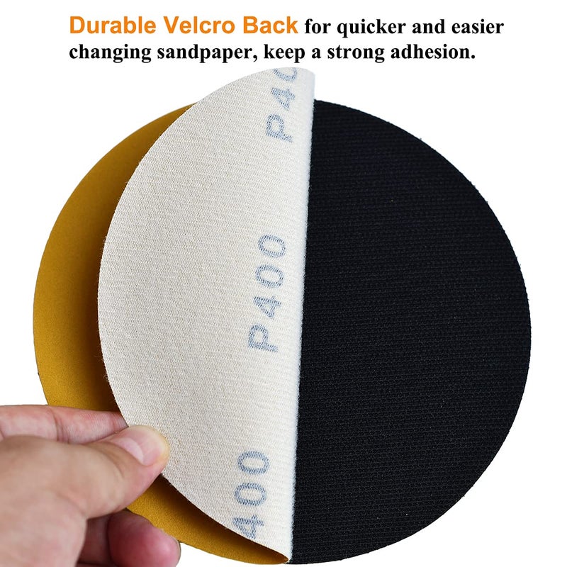 Aiyard 6-Inch No-Hole Hook and Loop Sanding Discs 400-Grit, Random Orbital Sandpaper for Automotive and Woodworking, 100-Pack - Image 4